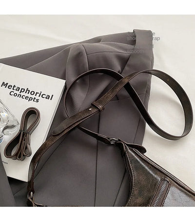 Retro Belt Design PU Leather Shoulder Bags for Women 2024 Y2K Small Vintage Female Underarm Crossbody Bag Fashion Handbags