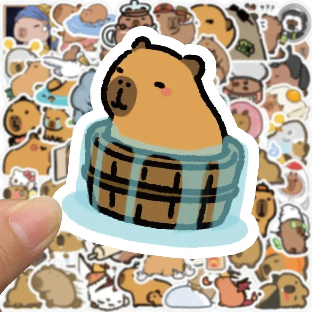 10/30/50pcs Cute Cartoon Animal Capybara Stickers Decals for Laptop Fridge Notebook Diary Funny Decoration Sticker Kids Toys