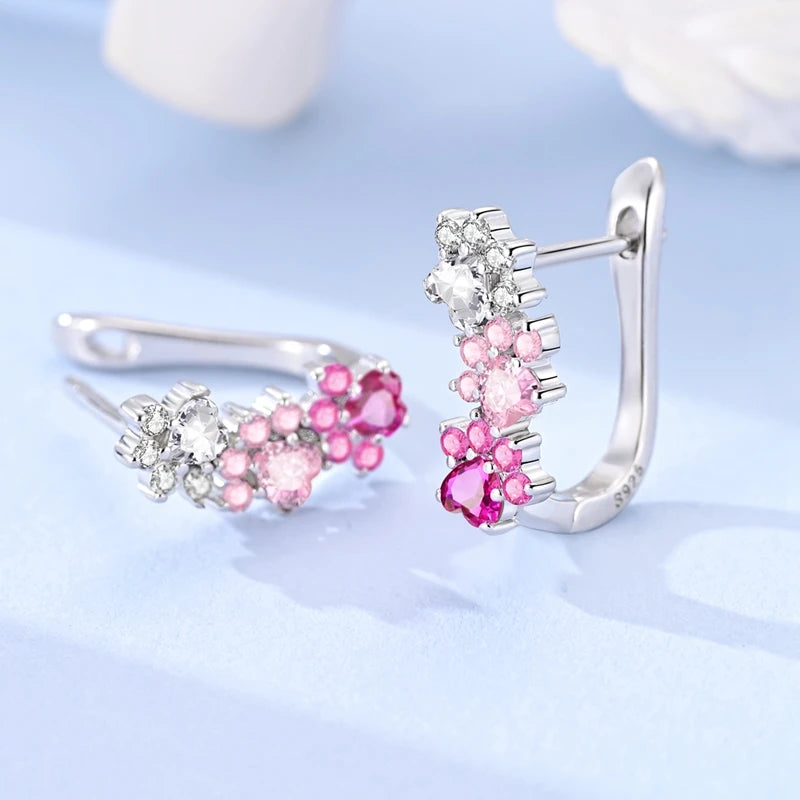 New 925 Sterling Silver Hoop Earrings Heart Bow Gift Box Strawberry Snake Bone Drop Stud Earrings For Women Fashion Jewelry Gift
