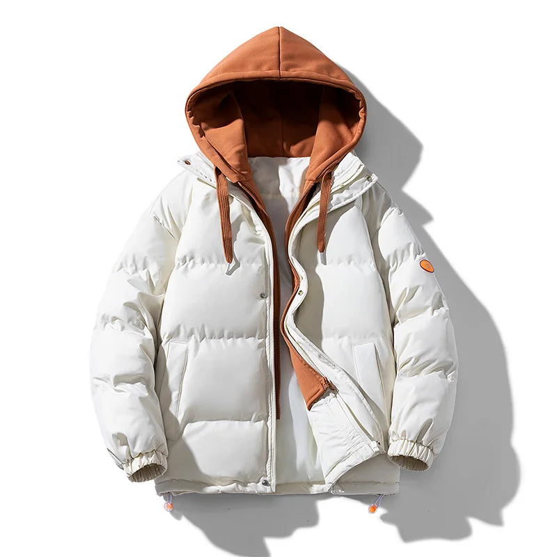 Men Hooded parka Thick Warm Colorful Bubble Coat Winter Jacket Mens Streetwear Hip Hop Parka Korean Black Clothes Puffer Jackets