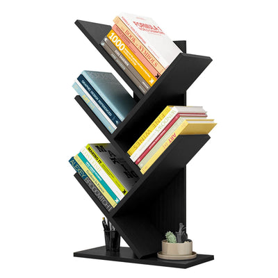 Rustic Standing Tree Bookshelf Wood Display Rack For Home Office Decoration Storage Organizer Shelf Bookcase