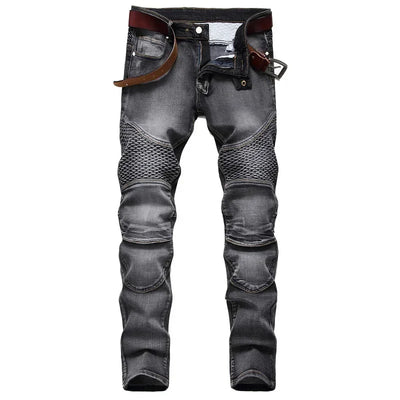 Jeans Men Long Pencil Pants Denim Pant High Waist Slim Fit Simple Zipper Splice Casual Regular Autumn Winter Straight Trousers