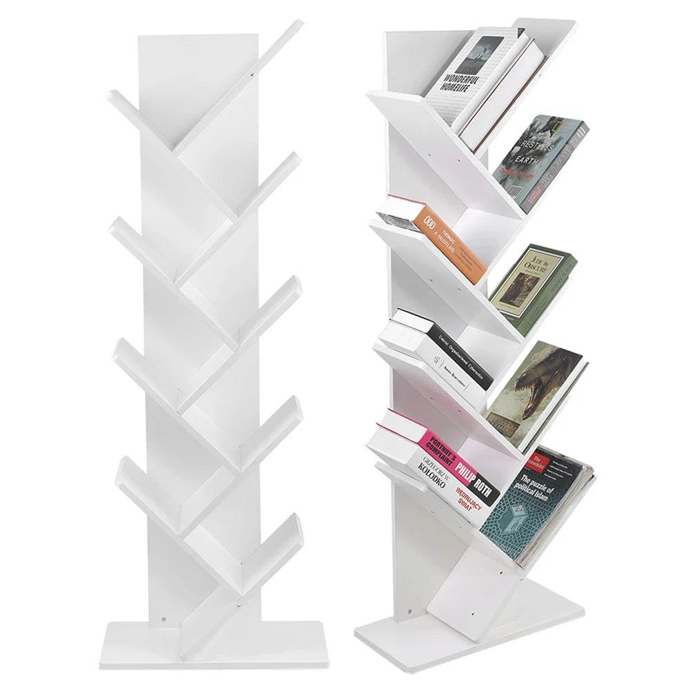 Rustic Standing Tree Bookshelf Wood Display Rack For Home Office Decoration Storage Organizer Shelf Bookcase