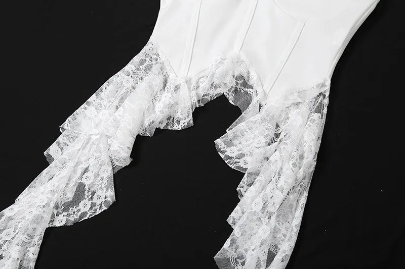 2025 Y2k Aesthetic Irregular Lace Ruffled Tank Top Women Sexy Skinny Design Corset Stretch Tube Streetwear Bandage Grunge Tanks