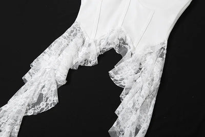 2025 Y2k Aesthetic Irregular Lace Ruffled Tank Top Women Sexy Skinny Design Corset Stretch Tube Streetwear Bandage Grunge Tanks