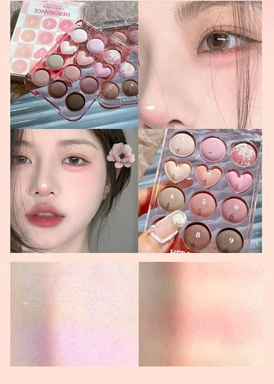 Calculator Love Eyeshadow Palette 12 Colors Matte Pearlescent Glitter Non-Flying Powder Earth Color Eyeshadow