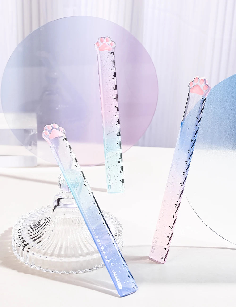 15cm Cat Claw Ruler Gradient Color Clear Scale Straight Measuring Rule Bookmark Stationery Office School A7588
