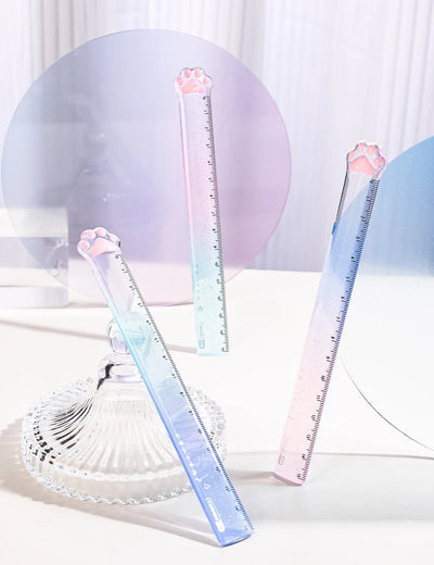 15cm Cat Claw Ruler Gradient Color Clear Scale Straight Measuring Rule Bookmark Stationery Office School A7588