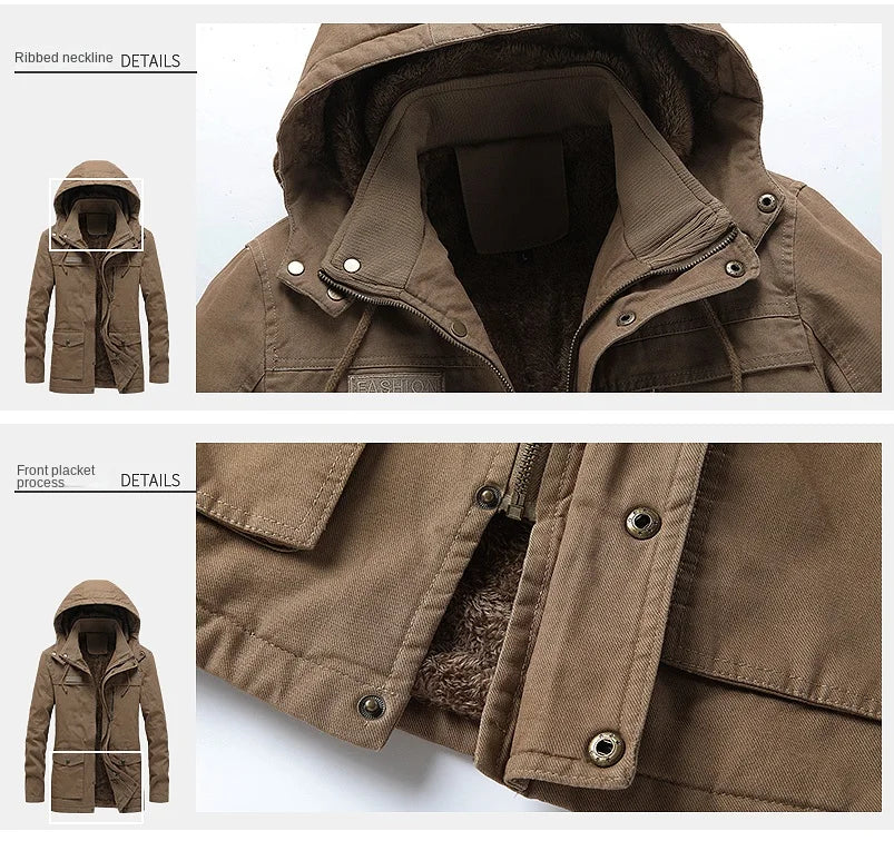Men's Casual Cotton-padded Jacket Warm Waterproof Crisp High-quality Fabric Comfortable Skin Breathable Wear Resistant Coats