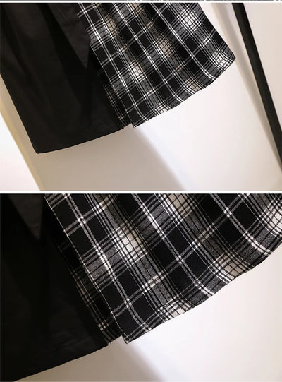 Summer Plus Size Women's Casual Dress Loose Comfortable Splicing Design Mid-length Dress 2025 New Women's Clothing Office Dress