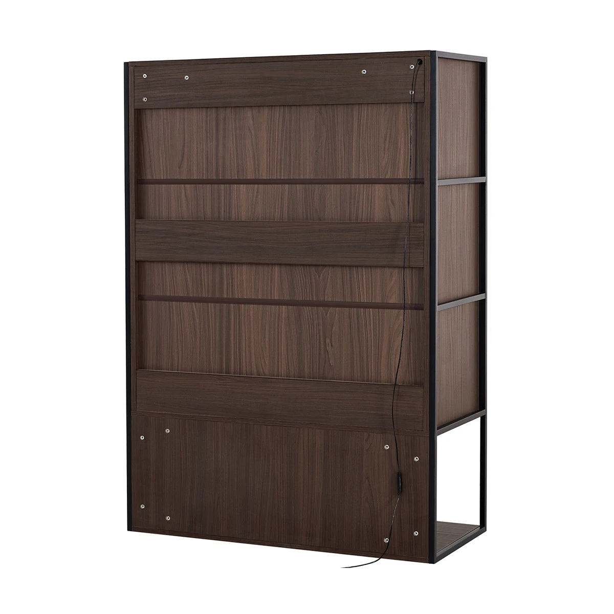 130cm Tall Lighted Display Cabinet, LED Curio Cabinet With Metal Frame And Tempered Glass Door For Living Room Home Office Study
