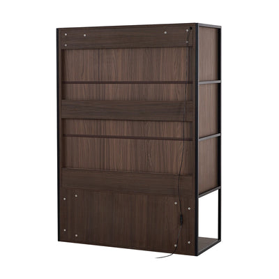 130cm Tall Lighted Display Cabinet, LED Curio Cabinet With Metal Frame And Tempered Glass Door For Living Room Home Office Study