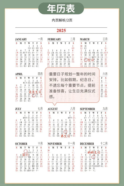 Portable 2025 Monthly Notes Notebook, A4/A5 Size 24 Sheets Annual Calendar Planner for School Travel Business Work Home Writing