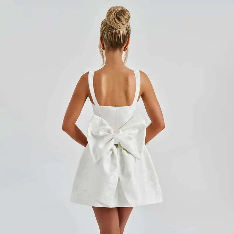 Townlike Jacquard Waist Wrap A-line Dress Women Spaghetti Strap 2025 Spring Summer Dress Bow Nightclub Sexy Party Dresses
