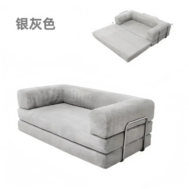 Italian Compressed Soft Sofa Convenient Minimalist Retro Corduroy Sofa Bed Foldable Washable Customizable for Living Room
