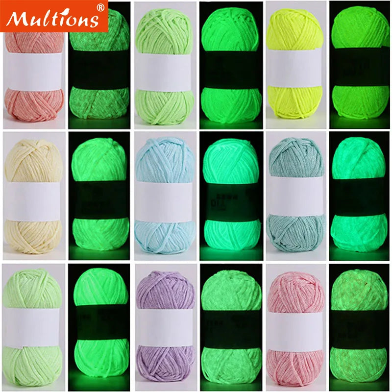 50g/Ball 4mm 80 Meters Luminous Yarn Fluorescent Glow in The Dark Yarn for DIY Arts Crafts Knitting Sweater Hat Scarf Thread