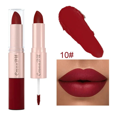 2 In 1 Double-ended Lipstick Lip Liner Pen Matte Pigment Non-stick Cup Skin Color 24H Lasting Waterproof Makeup Beauty Cosmetics