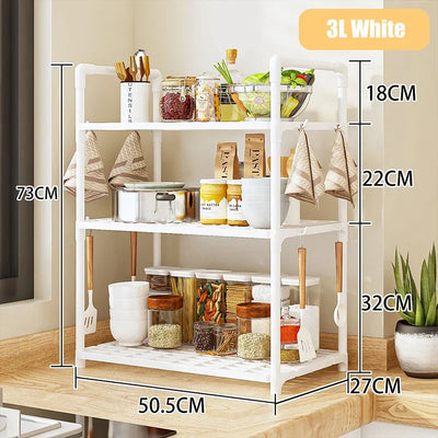 2/3Layer Kitchen Storage Shelf High-capacity Easy To Install Seasoning Rack PP Material Modern Minimalism Kitchen Furniture