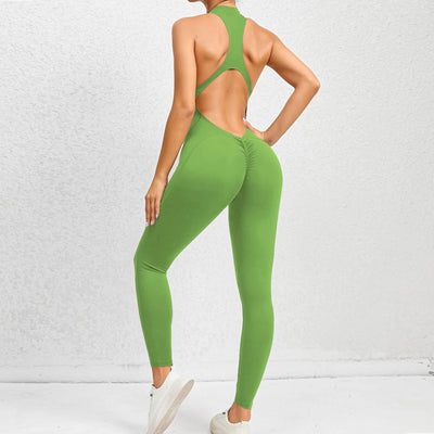 New Zip Up Rompers Scrunch Butt Yoga Sets Sleeveless pants Jumpsuit for Women Fitness Gym Clothing Workout Open Back Sports Suit