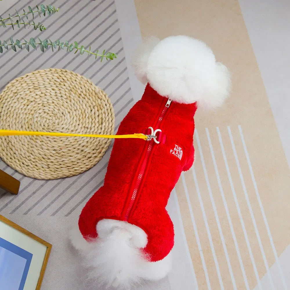 Winter Warm Pet Clothes Thick Warm Plush Dog Coat Jacket with Zipper for Small Dogs Cats Cozy Fleece Jumpsuit Chihuahua Costume