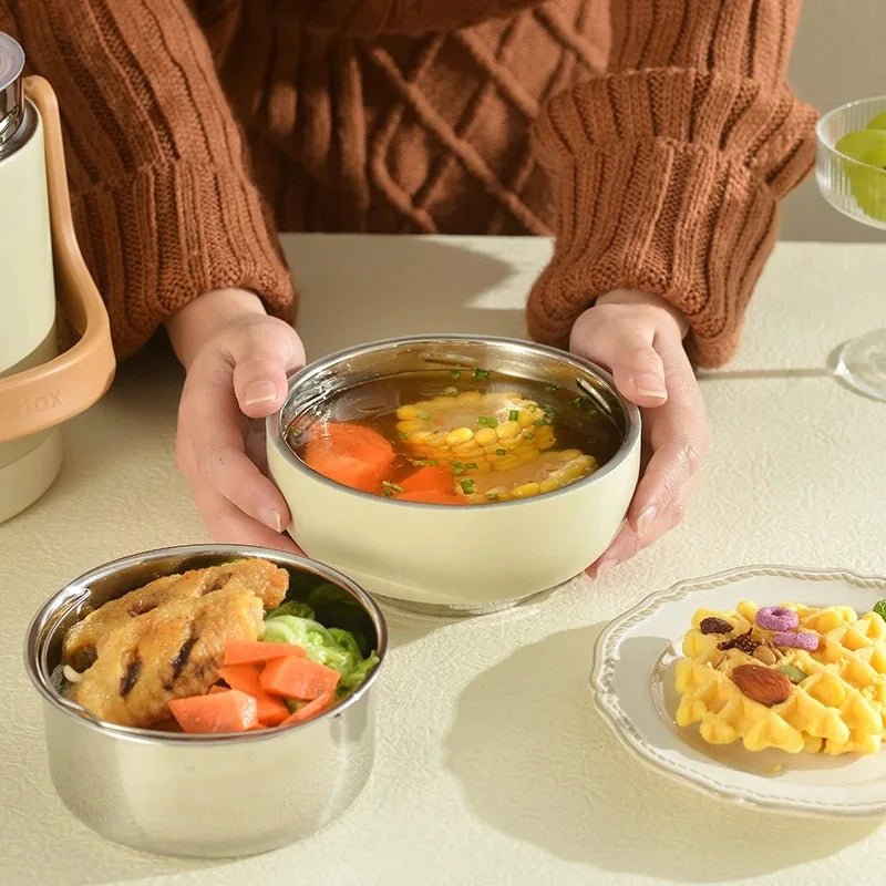 USB Electric Lunch Box Large Capacity Stainless Steel Insulation Bento for Student Office Thermal Heating Food Warmer Container