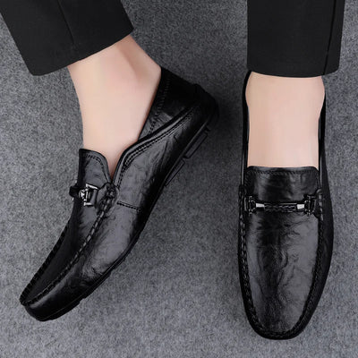 Men's breathable casual summer shoes with hollowed out men's driving shoes, high-quality men's business  genuine leather loafers