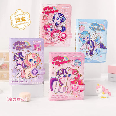 256 Page Children Cute Notebook Color Page Illustration Magnetic Button Soft Leather Diary Student Planner Agenda Notepad Book