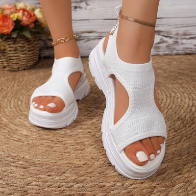 Women Summer Knitted Sports Platform Sandals Stretch Anti-slip Beach Sandals Casual Slip-On Thick Shoes Women Sandalias De Mujer