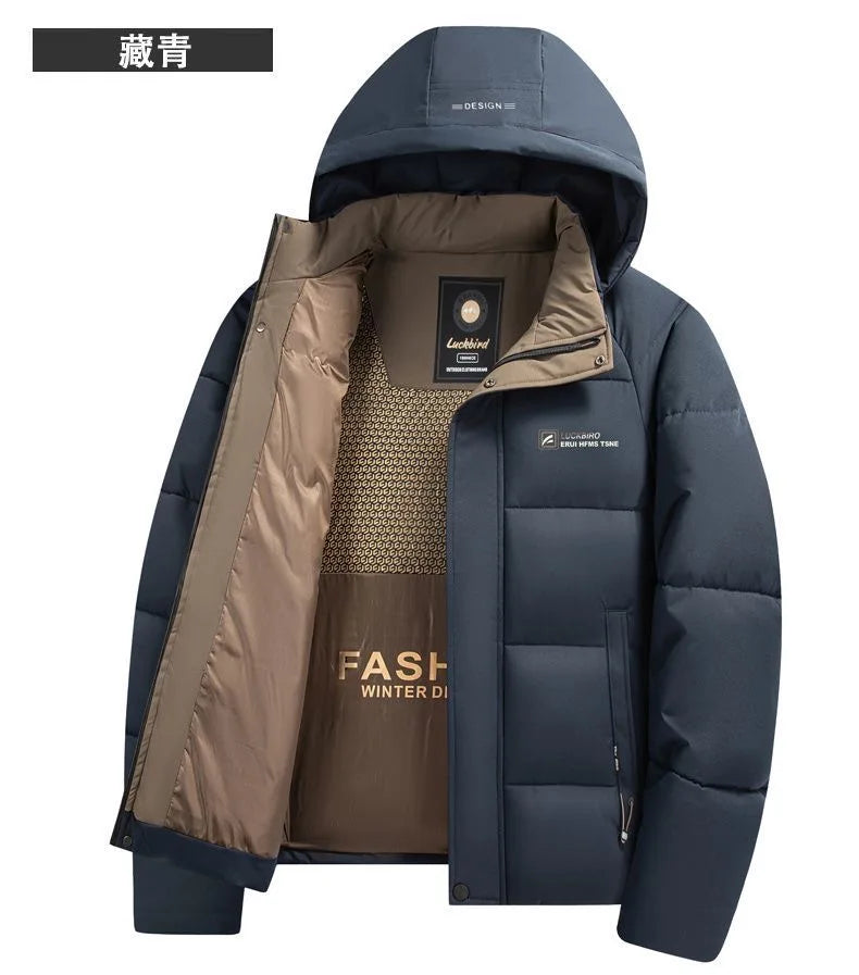 2024 Autumn and Winter New Fashion Trend Thick Warm Hooded Cotton-Padded Jacket Men's Casual Loose Comfortable Plus Size Coat