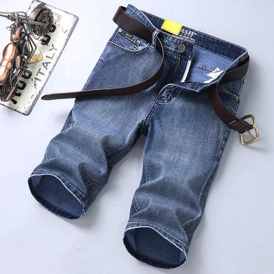 2024 New in SULEE Brand Summer  Men's Stretch Short Jeans Fashion Casual Slim Fit High Quality Elastic Denim Shorts Male Clothes