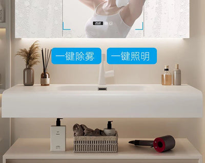 Bathroom Furniture Skin Sensor Bathroom Vanity Cabinet With Sink And Mirror Integrated Arc Washing Table Combination To Wash