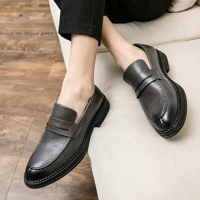 Premium Silver Business Shoes Men's Oxford Shoes Leather Brand Loafers Slip On High Quality Wedding Shoes Soft Sole Dress Shoes