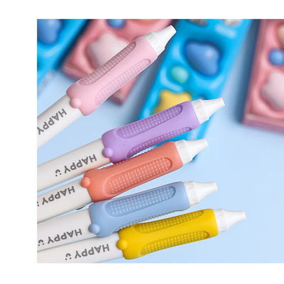 3pcs Happy Beans Gel Pens Set Ergonomical Triangle Grip Erasable Black Color Ink 0.5mm Ballpoint for Writing School A7682