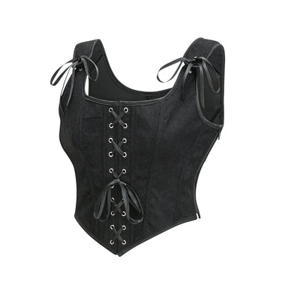 Women's Retro Lace Up Corsets with Straps Steampunk Bustier Crop Top Women Body Shaper Slimming Vest