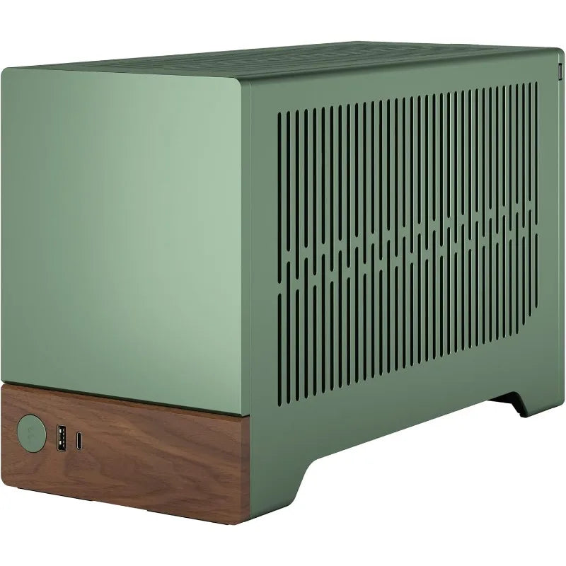 Terra Jade - Wood Walnut Front Panel - Small Form Factor - Mini ITX Gaming case – PCIe 4.0 Riser Cable – USB Type Anodized
