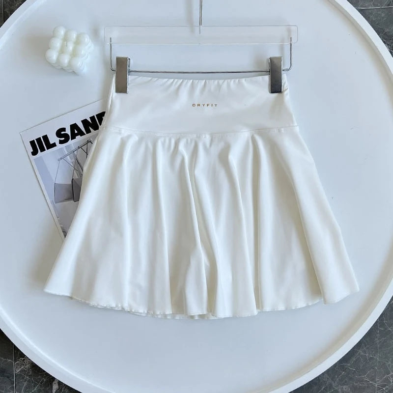 Women's Yoga White Sports Skirt  Fitness Running Tennis  Sexy Slim Pleated Skirt Anti Walking Halter Skirt Women's Clothing