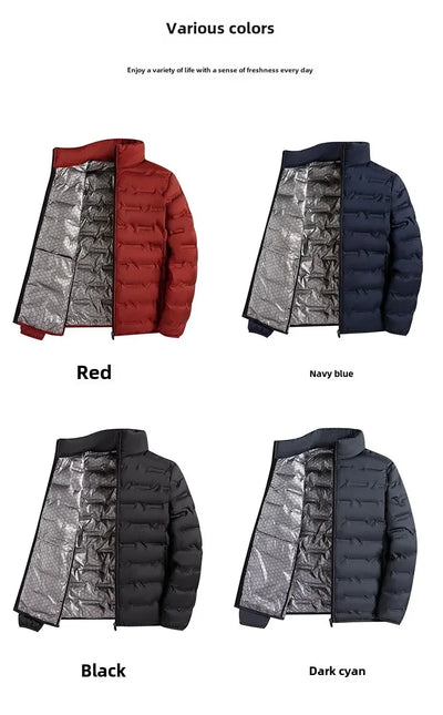 Men Windproof Puffer Jackets Stand Collar Casual Warm Down Coats Male Winter White Down Jacket