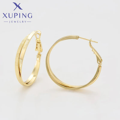 Xuping Jewelry New Arrival Trendy Fashion Серьги Light Gold Color Hoop Earrings for Women Girl Party Gift X001019741