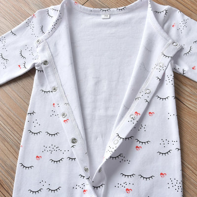 2pcs Infant Baby Girls Clothes Fashion Printed Cotton Long Sleeve Romper Jumpsuit with Headband Newborn Clothing for 0-18month