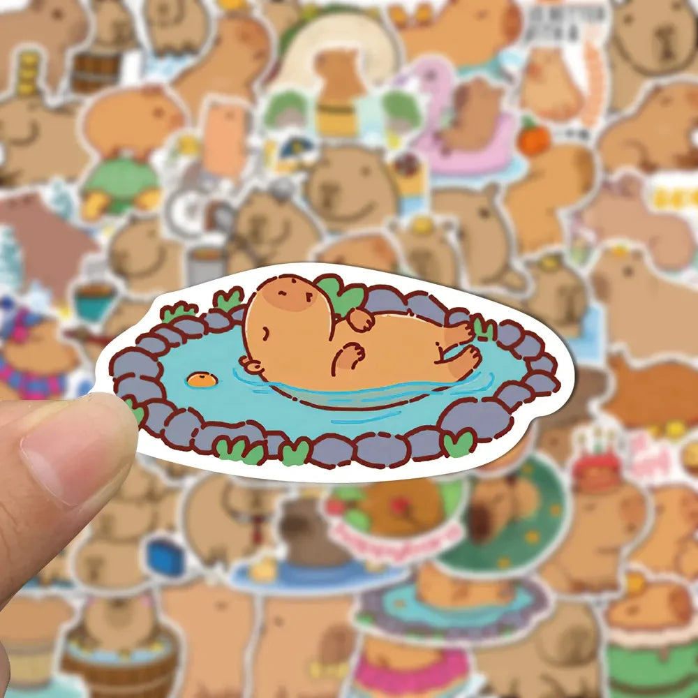 10/30/50pcs Kawaii Capybara Cartoon Stickers Aesthetic Decorative Phone Case Stationery Laptop Waterproof Kids DIY Sticker Toys