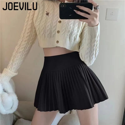 Women's High Waist Pleated Mini Skirt Summer A-Line White Anti Slip Design Skirt for Petite Figure Flattering Y2k Kawaii Skirts