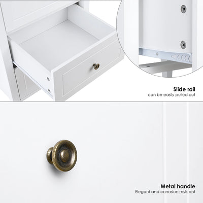 Small Chest of Drawers, Bedroom Storage Cabinet, White Bedside Table, Wooden 50x40x95cm