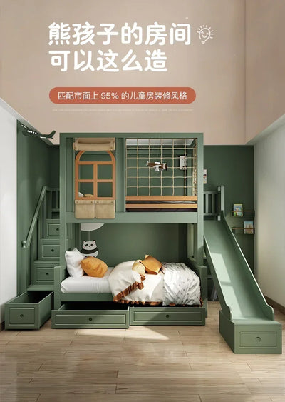 Double Storage Space Children Beds Loft Foldable Bunk Slide Children Beds Design Mueble Infantil Bedroom Furniture