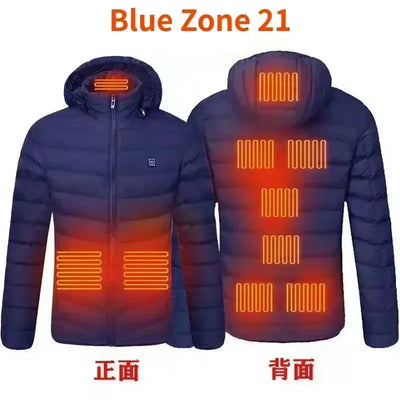 21 Areas Electric Winter Heated Jacket Men's Women's Motorcycle Jacket USB Heating Jacket Heated Vest Moto Thermal Coat Clothing