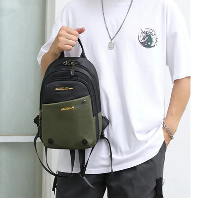 Men Nylon Small Backpack Rucksack  Multi-Functional Casual Travel Male Messenger Cross Body Chest Bags Knapsack Daypack