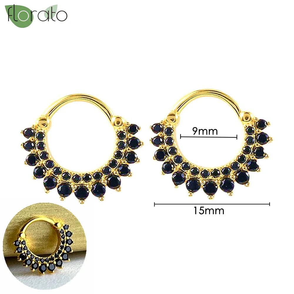925 Sterling Silver Needle Fashion Round Pendant Small Earrings Luxury Gold Hoop Earrings for Women Premium Black Jewelry Gifts