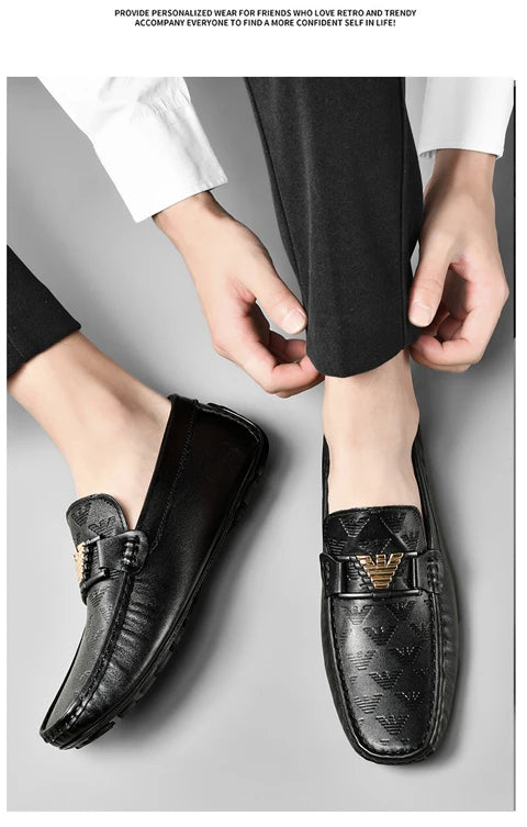 High-end Top-grain Cowhide Korean-style Bean Shoes, Men's Genuine Leather Breathable Business Casual Leather Shoes, Men's Shoes