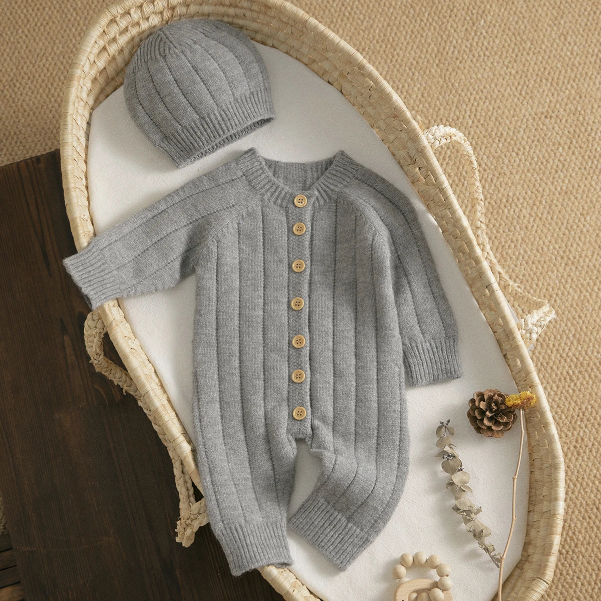 Ma&Baby 0-18M Warm Baby Clothing Knit Romper Newborn Infant Toddler Boy Girl Long Sleeve Jumpsuit + Hat Fall Spring Outfits