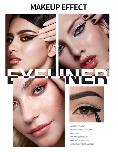 Precision Liquid Eyeliner Pen - Long-lasting, Waterproof, Transfer-proof, Quick-Dry Black Eyeliner with Sparkling Design