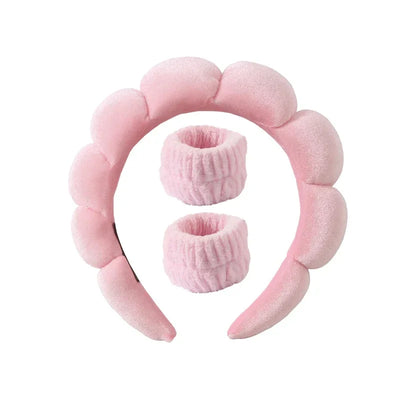 3Pcs/Set of Toiletry and Makeup Headband Wrist Strap Women's Bracelet Scrunchie Striped Plaid Plush Face Wash Home Headband